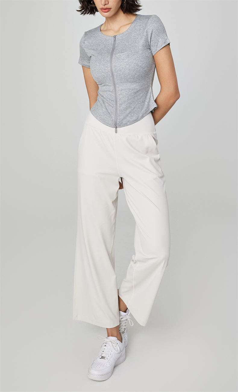 WOO YOGA Tops & Tees Becky Ribbed Zip Workout Tee