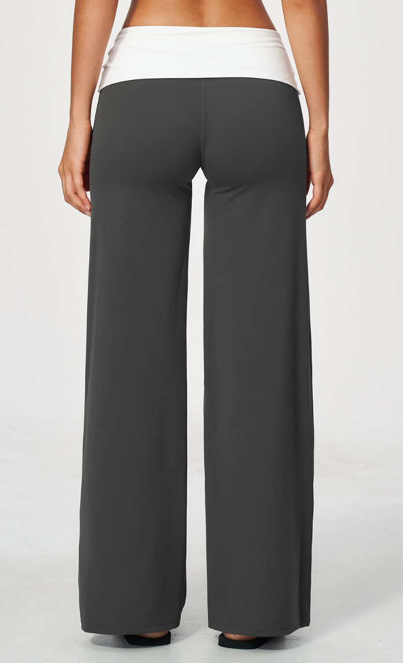Mary Contrast Foldover Waist Wide Leg Pant