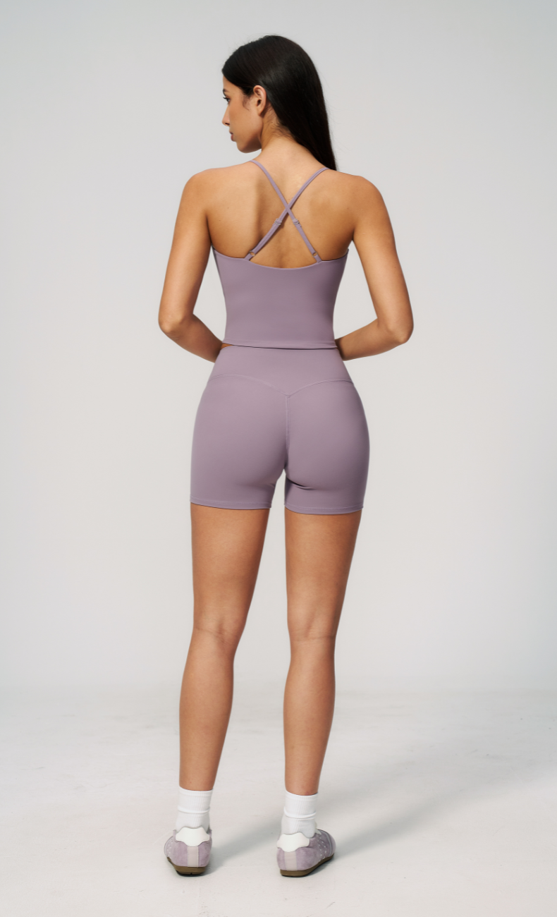 Leah V-Neck Cami High Waisted Shorts Workout Set
