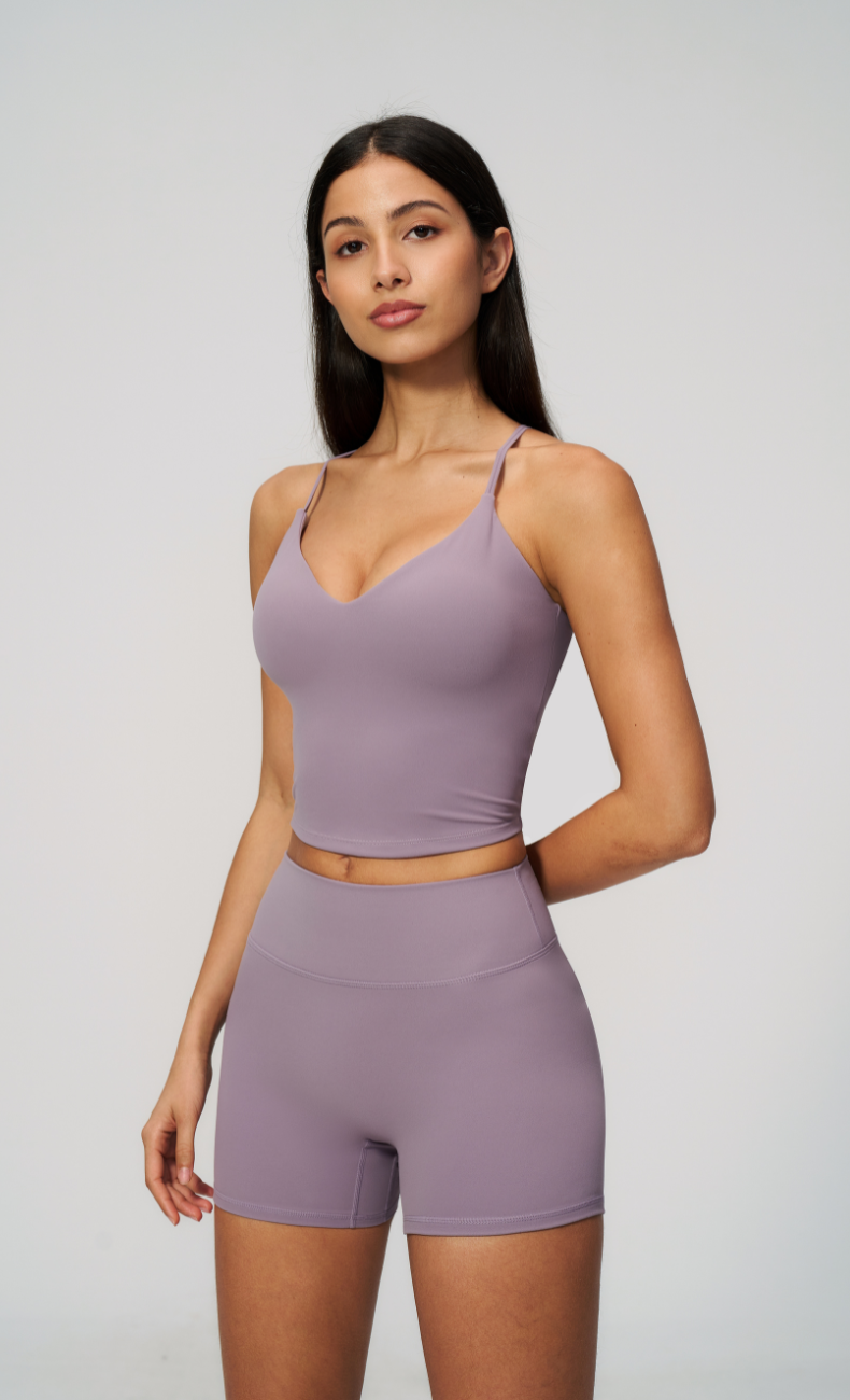 Leah V-Neck Cami High Waisted Shorts Workout Set