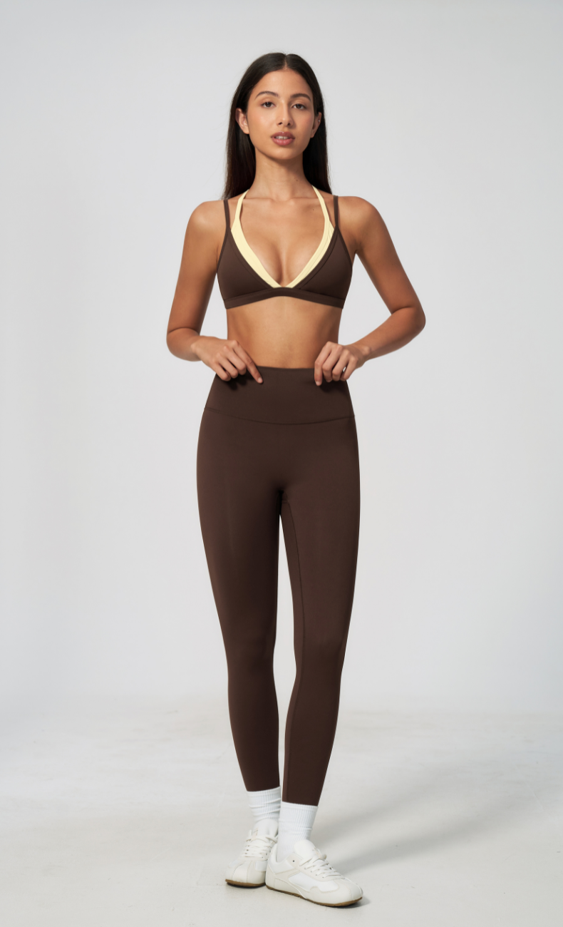Darcy Layered Sports Bra High Waisted Leggings Workout Set