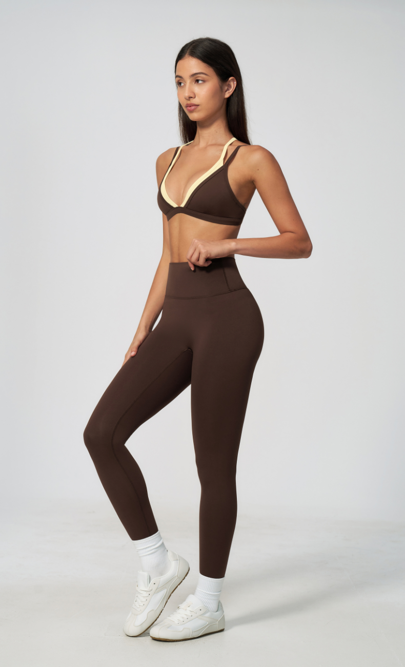 Darcy Layered Sports Bra High Waisted Leggings Workout Set