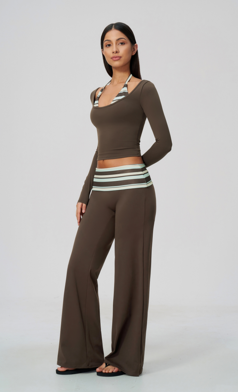 Harper Riviera Stripe Long Sleeve Wide Leg Matching Set