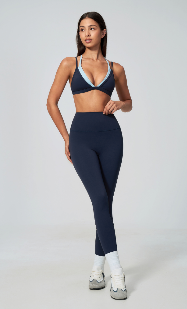Darcy Layered Sports Bra High Waisted Leggings Workout Set