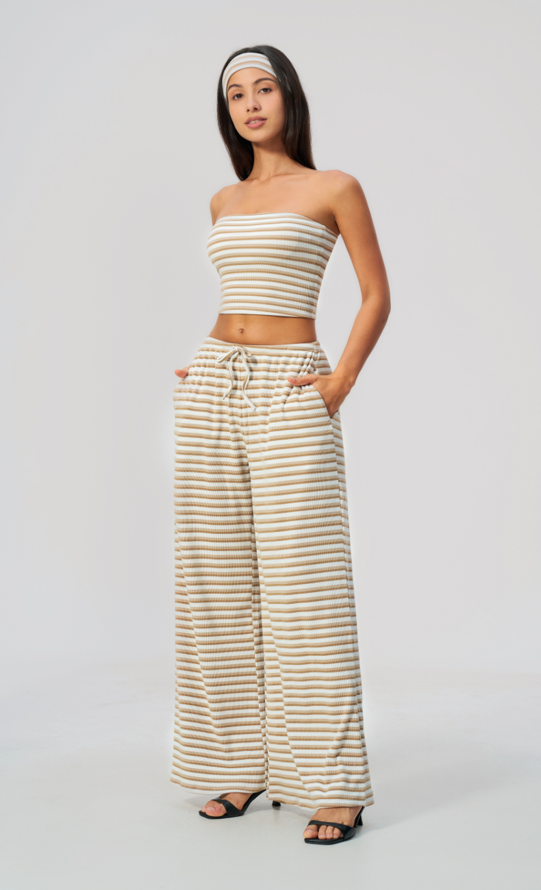 Alix Striped Bandeau 2-Piece Lounge Pants Set