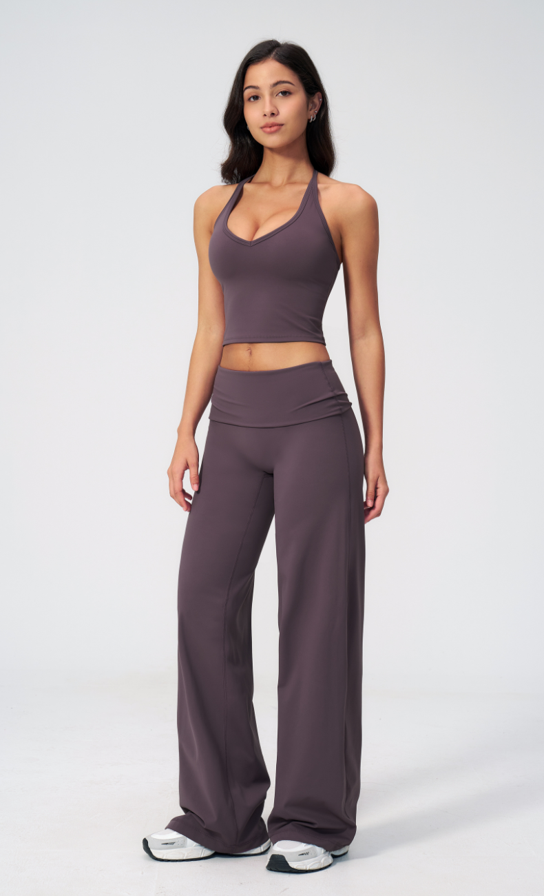 Brielle Foldover Waist Wide Leg Yoga Pant