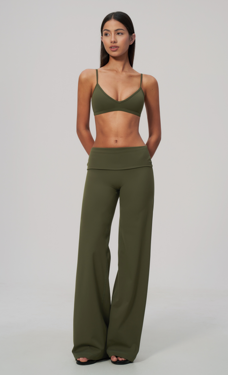 Sloane Foldover Waist Wide Leg Workout Set