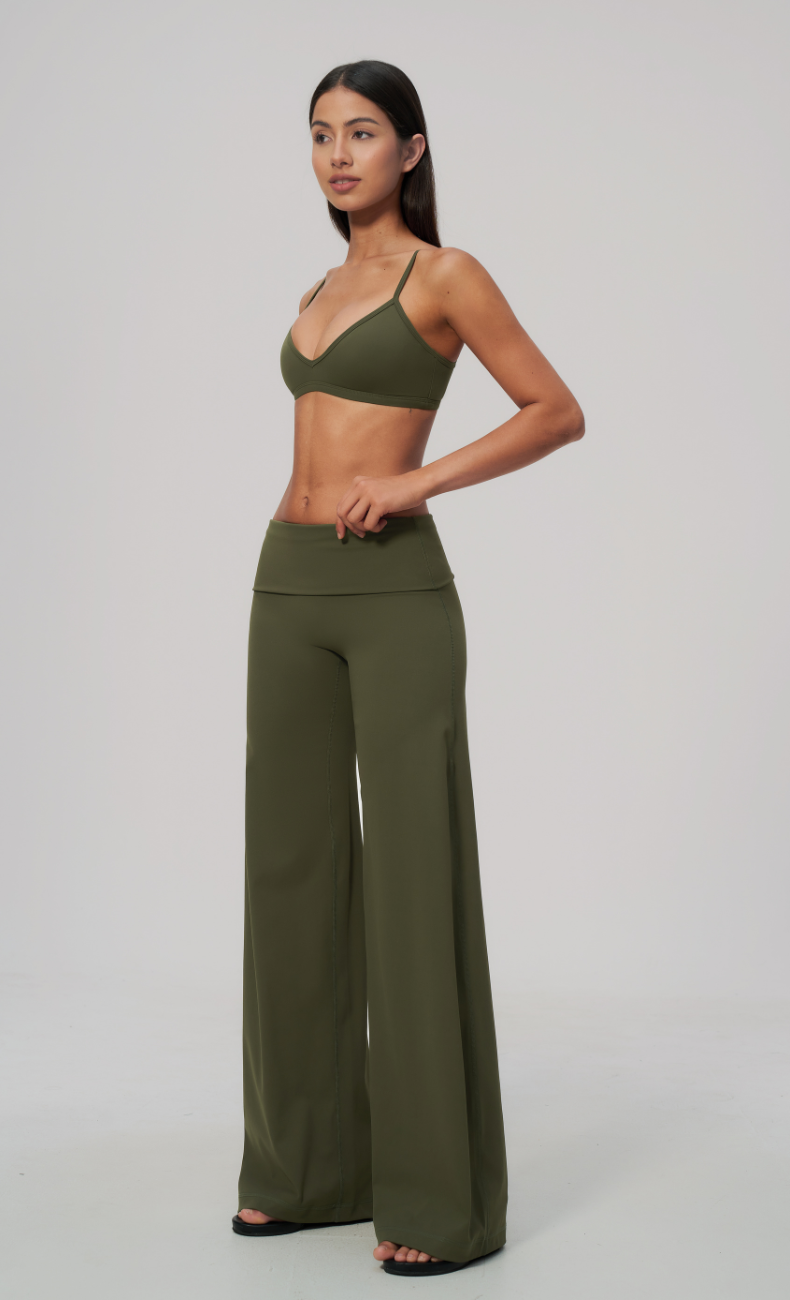 Sloane Foldover Waist Wide Leg Workout Set