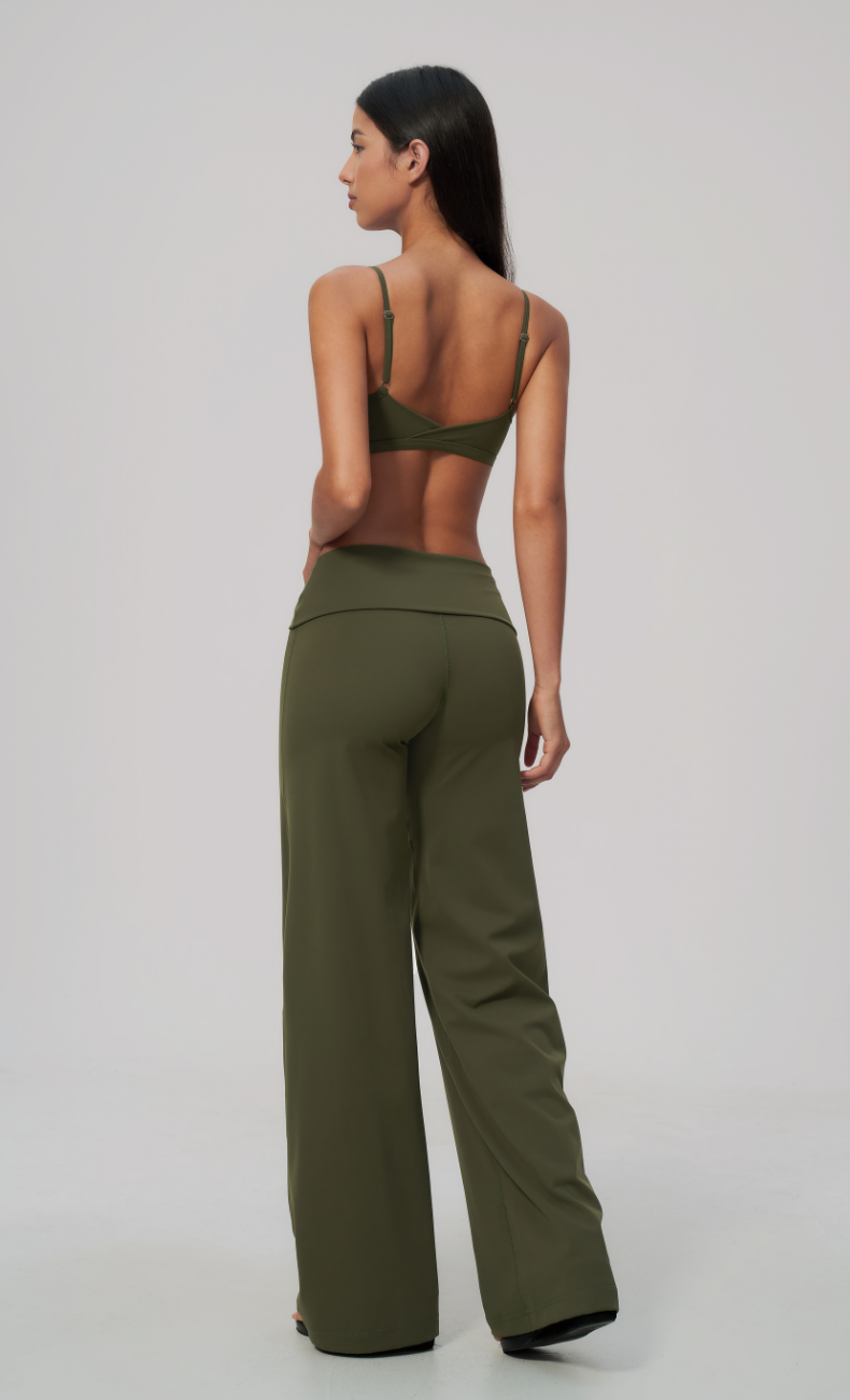 Sloane Foldover Waist Wide Leg Workout Set