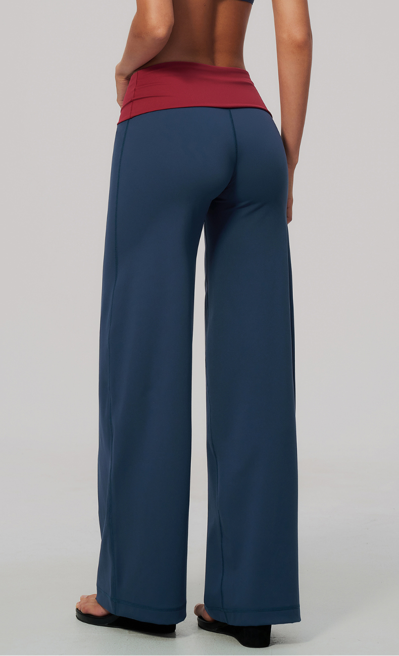 Tessa Contrast Foldover Waist Wide Leg Pant