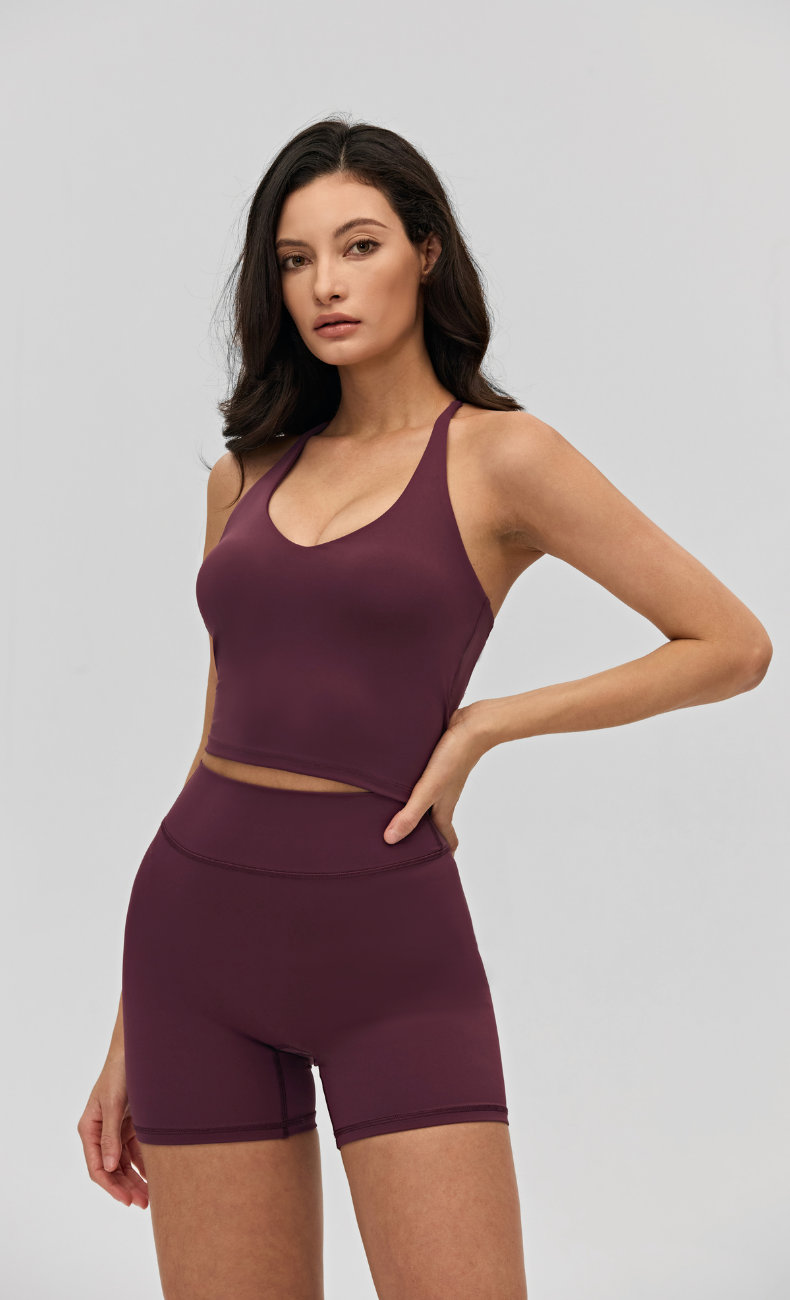 Sana Criss Cross Back Scrunch Butt Shorts Workout Set