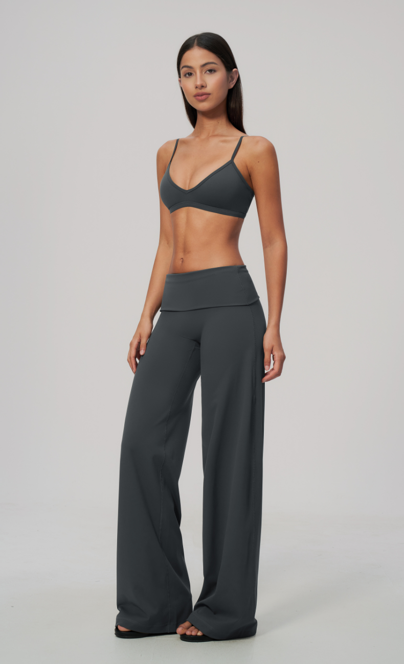 Sloane Foldover Waist Wide Leg Workout Set