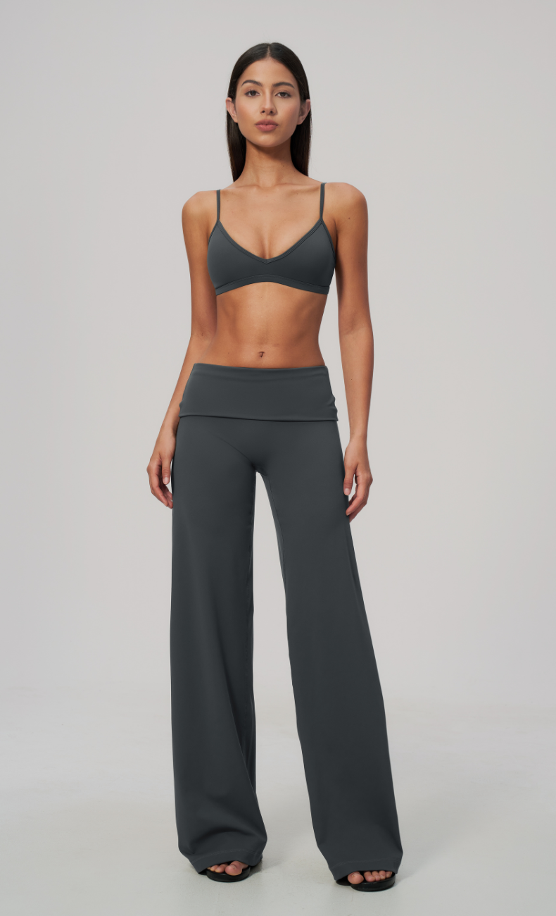Sloane Foldover Waist Wide Leg Workout Set