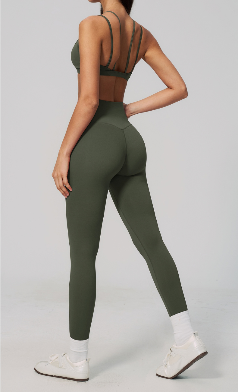 Darcy Layered Sports Bra High Waisted Leggings Workout Set