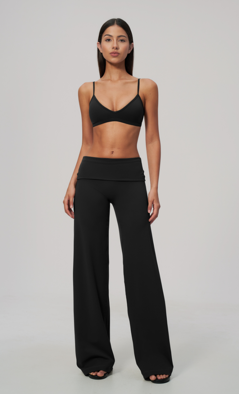 Sloane Foldover Waist Wide Leg Workout Set