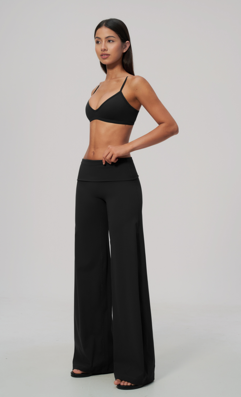 Sloane Foldover Waist Wide Leg Workout Set
