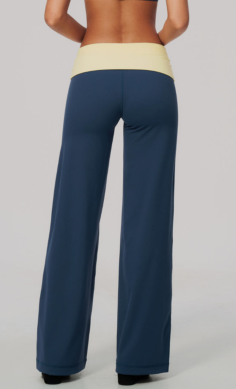 Tessa Contrast Foldover Waist Wide Leg Pant
