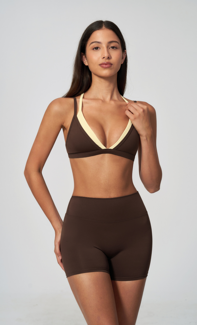 Darcy Layered Sports Bra High Waisted Shorts Workout Set