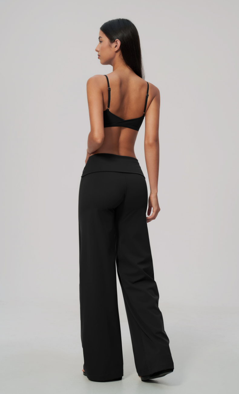 Sloane Foldover Waist Wide Leg Workout Set