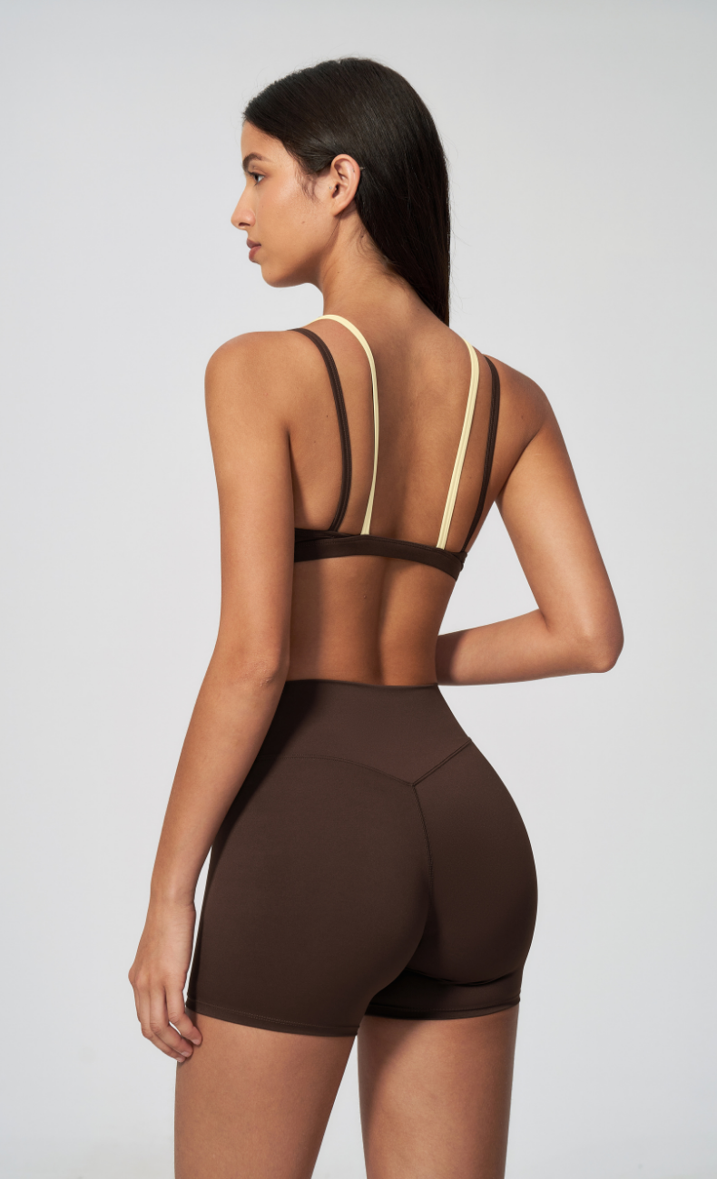 Darcy Layered Sports Bra High Waisted Shorts Workout Set