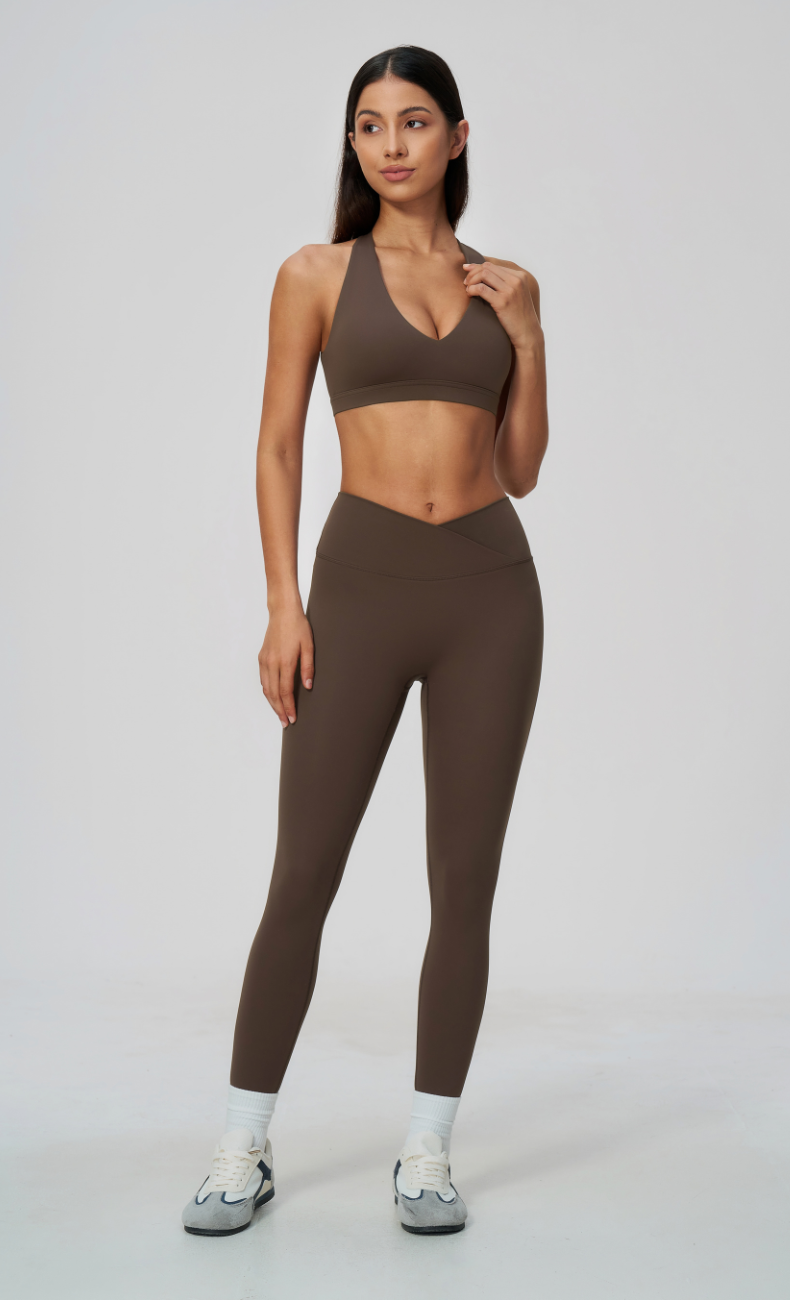 Priscilla V-Neck Open Back V-Waist Leggings Workout Set