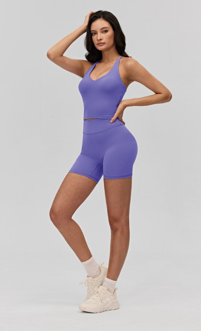 Sana Criss Cross Back Scrunch Butt Shorts Workout Set