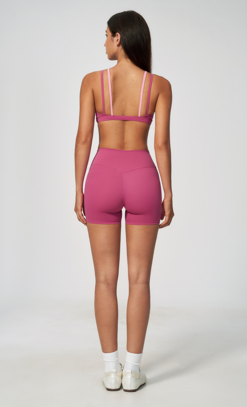 Darcy Layered Sports Bra High Waisted Shorts Workout Set