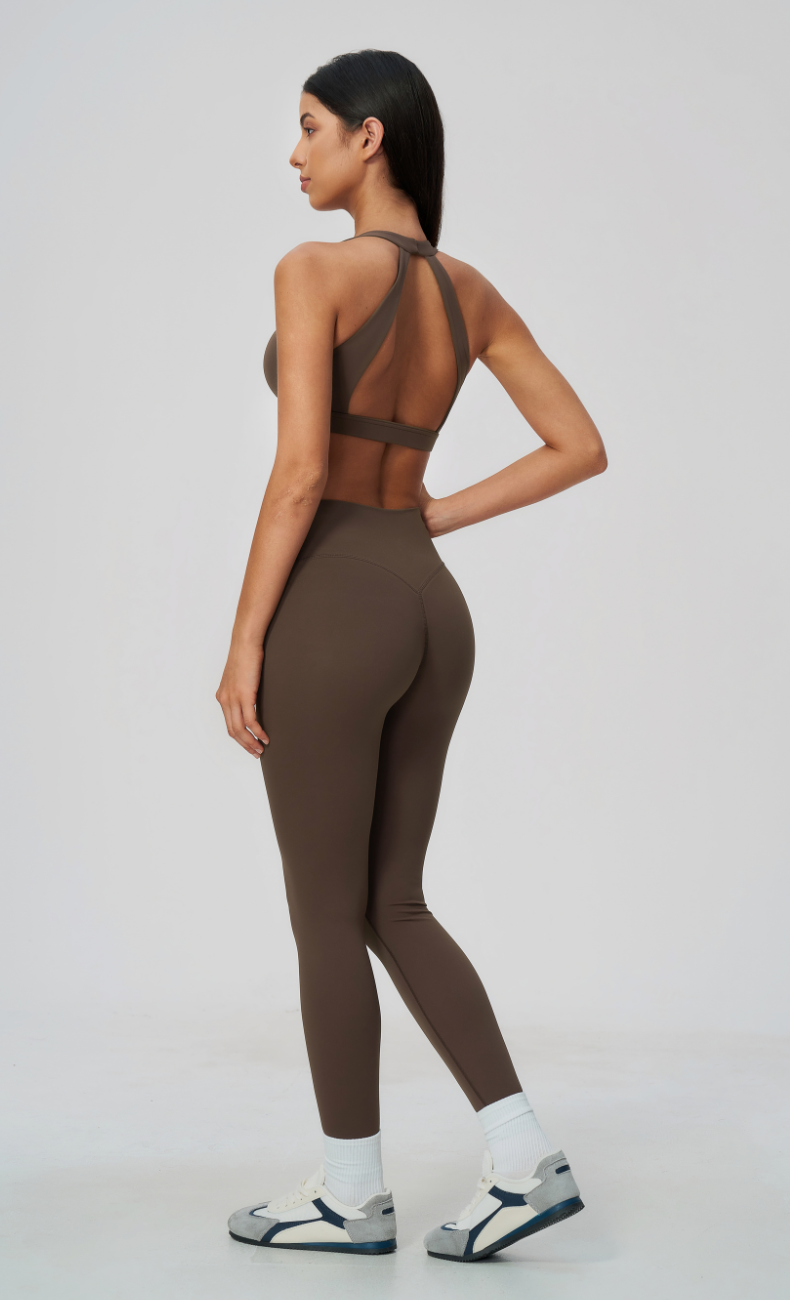 Priscilla V-Neck Open Back V-Waist Leggings Workout Set