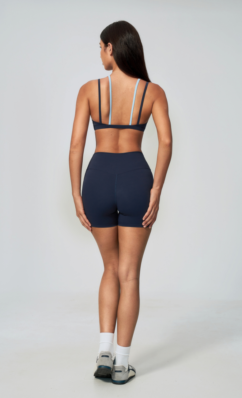 Darcy Layered Sports Bra High Waisted Shorts Workout Set