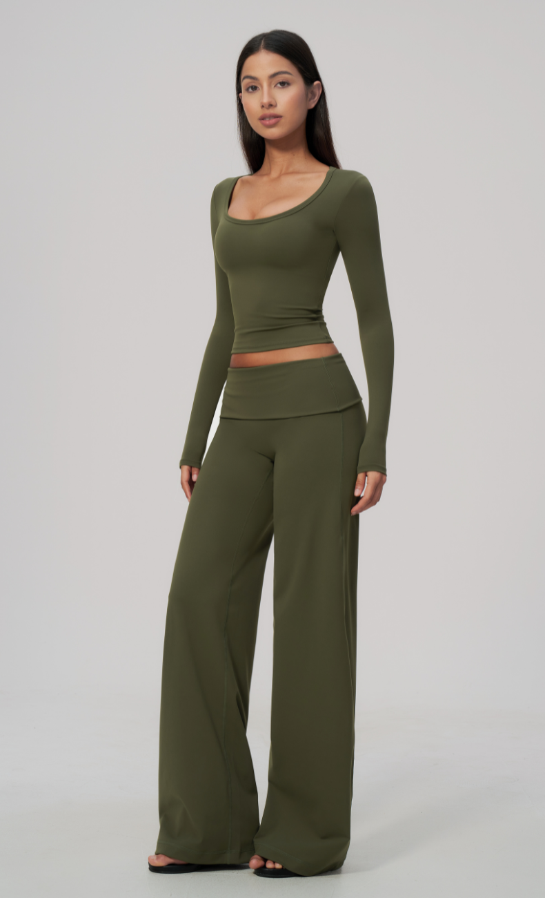 Brielle Foldover Waist Wide Leg Pants Set
