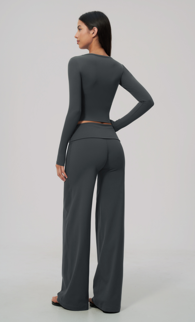 Brielle Foldover Waist Wide Leg Pants Set