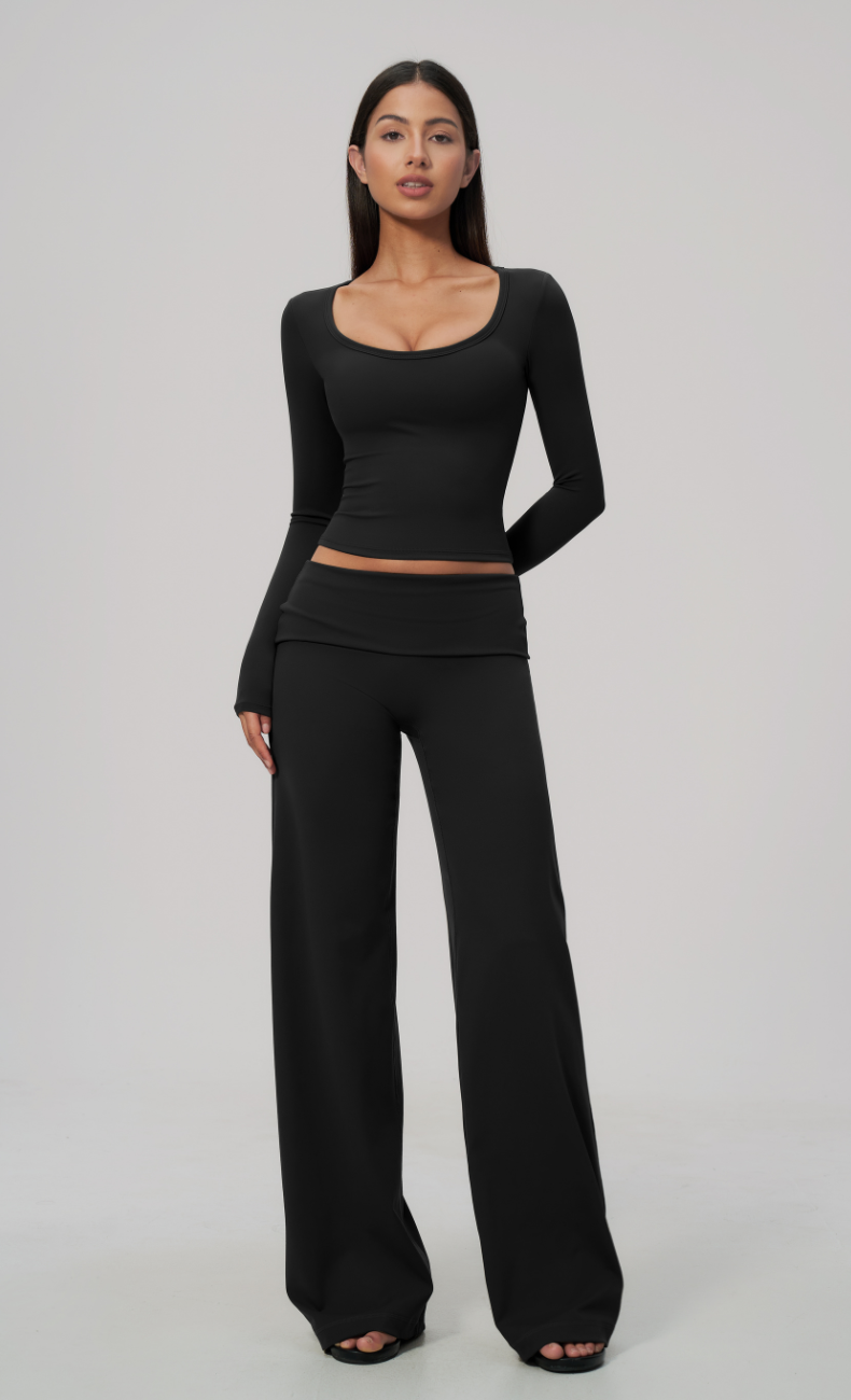 Brielle Foldover Waist Wide Leg Pants Set