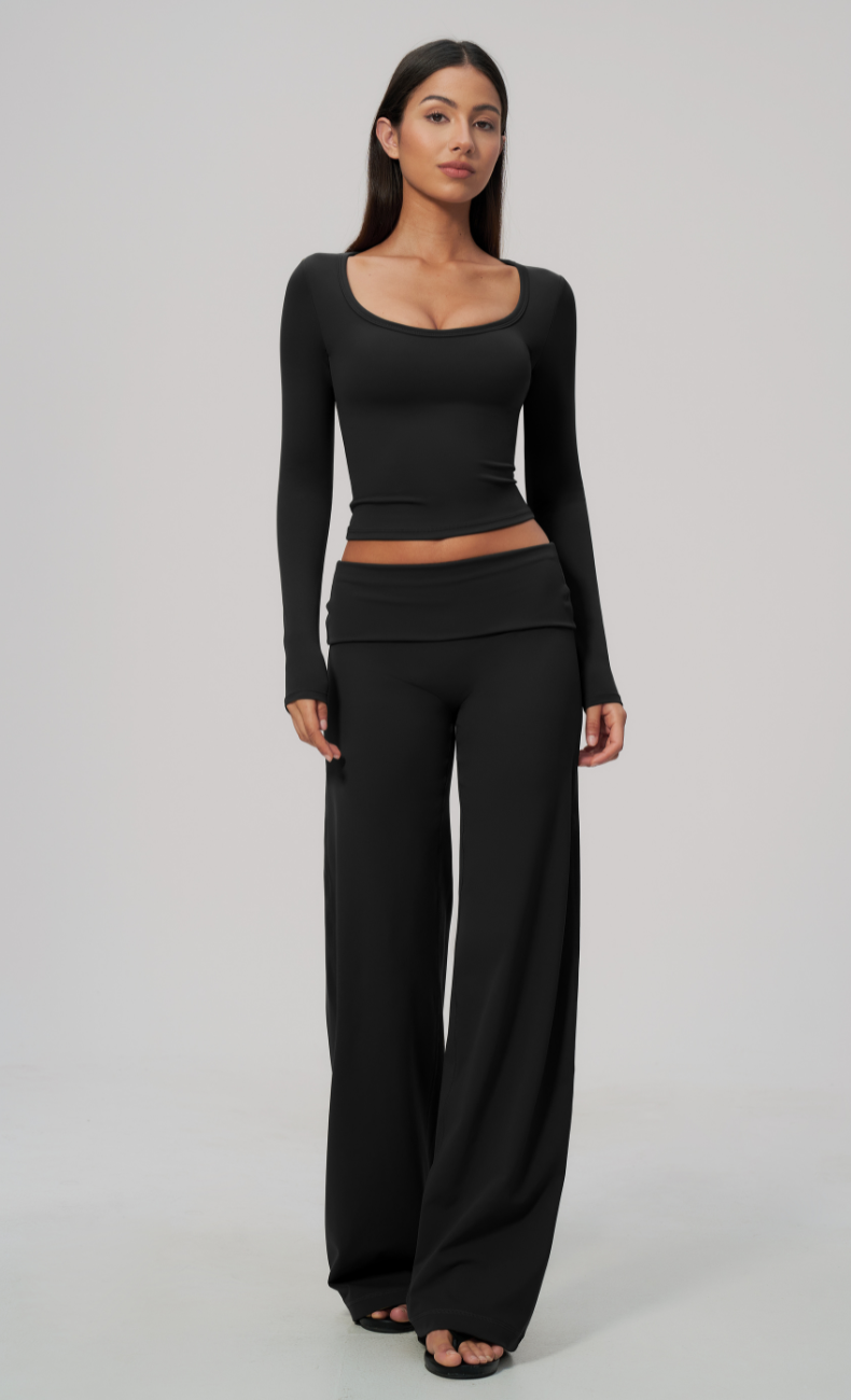 Brielle Foldover Waist Wide Leg Pants Set