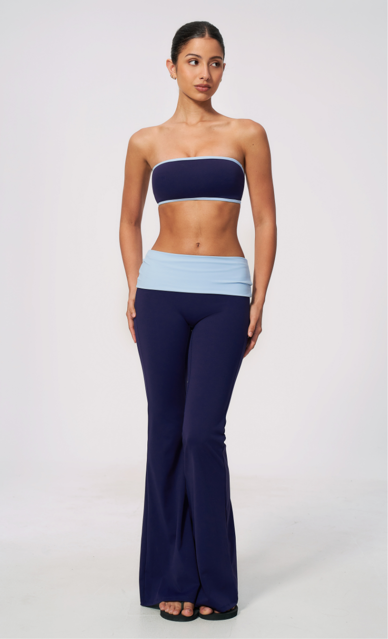 Mary Contrast Foldover Waist Flare Legging