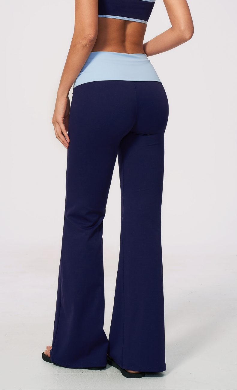 Mary Contrast Foldover Waist Flare Legging