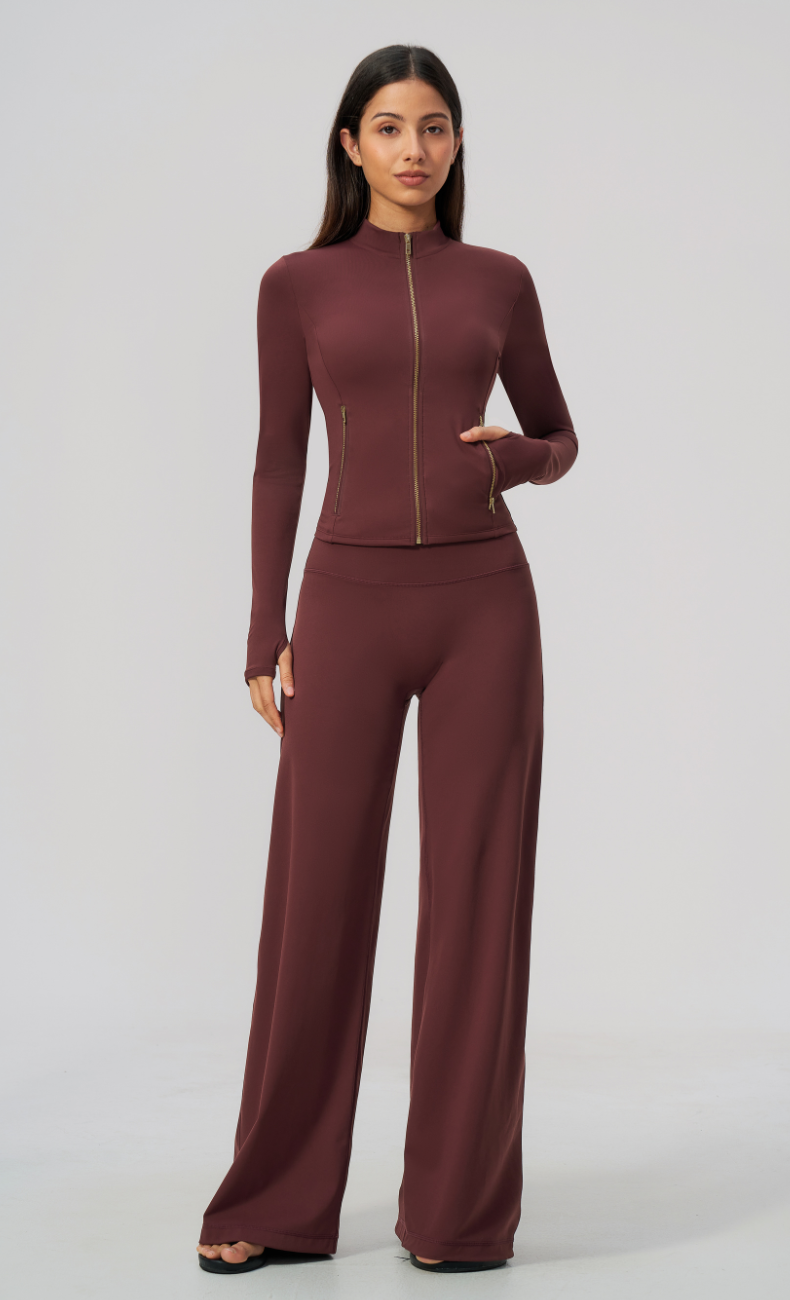 Lauren Full-Zip Jacket Wide Leg Pants Matching Set