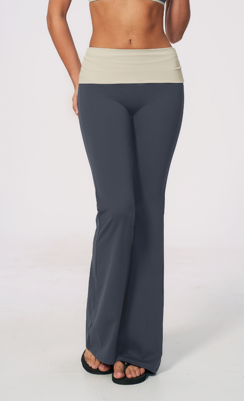 Mary Contrast Foldover Waist Flare Legging