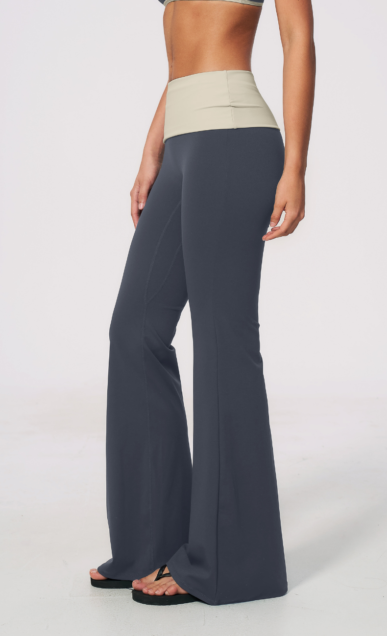Mary Contrast Foldover Waist Flare Legging