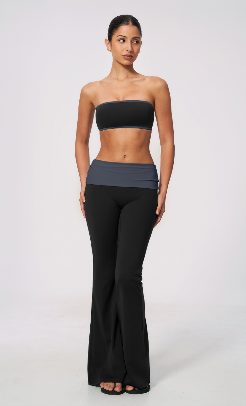 Mary Contrast Foldover Waist Flare Legging