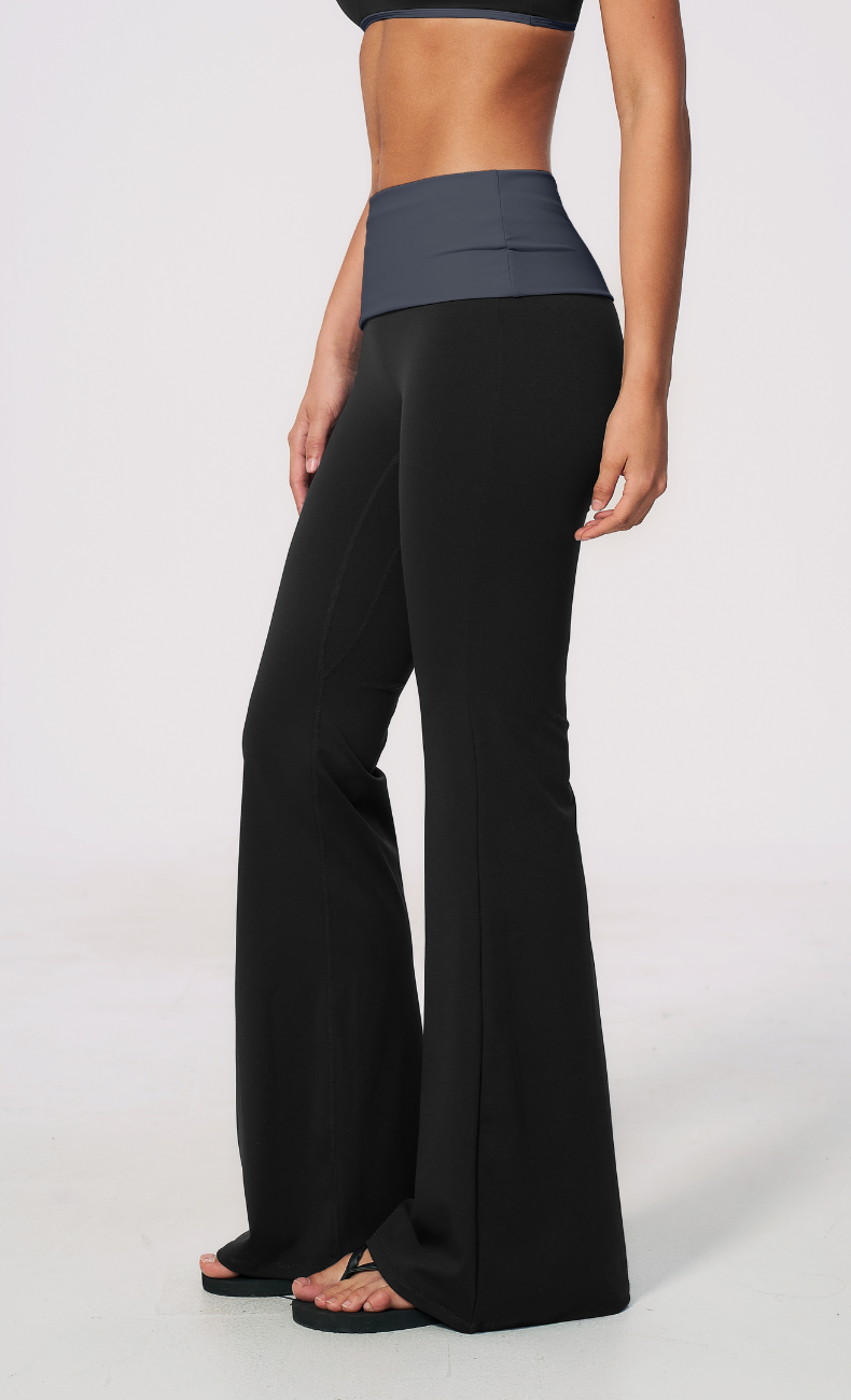 Mary Contrast Foldover Waist Flare Legging