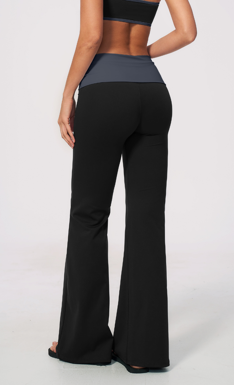 Mary Contrast Foldover Waist Flare Legging