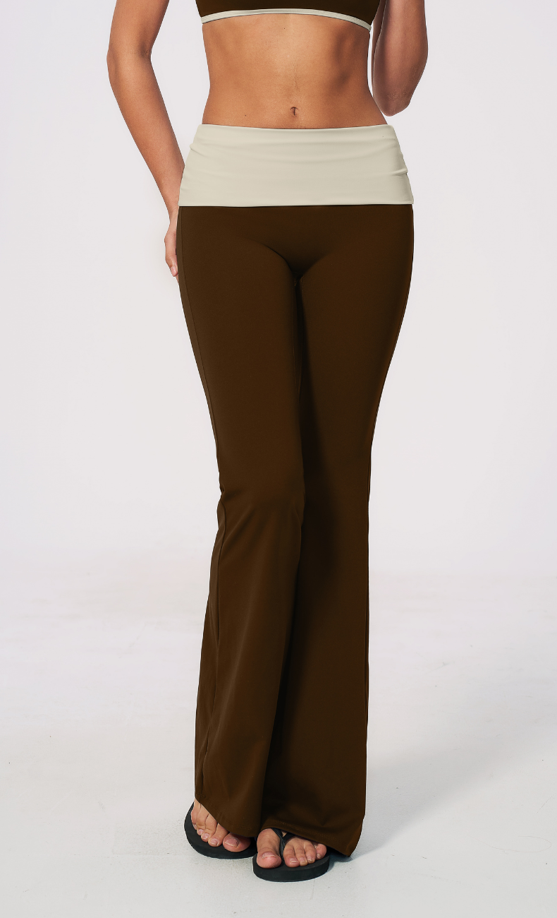 Mary Contrast Foldover Waist Flare Legging