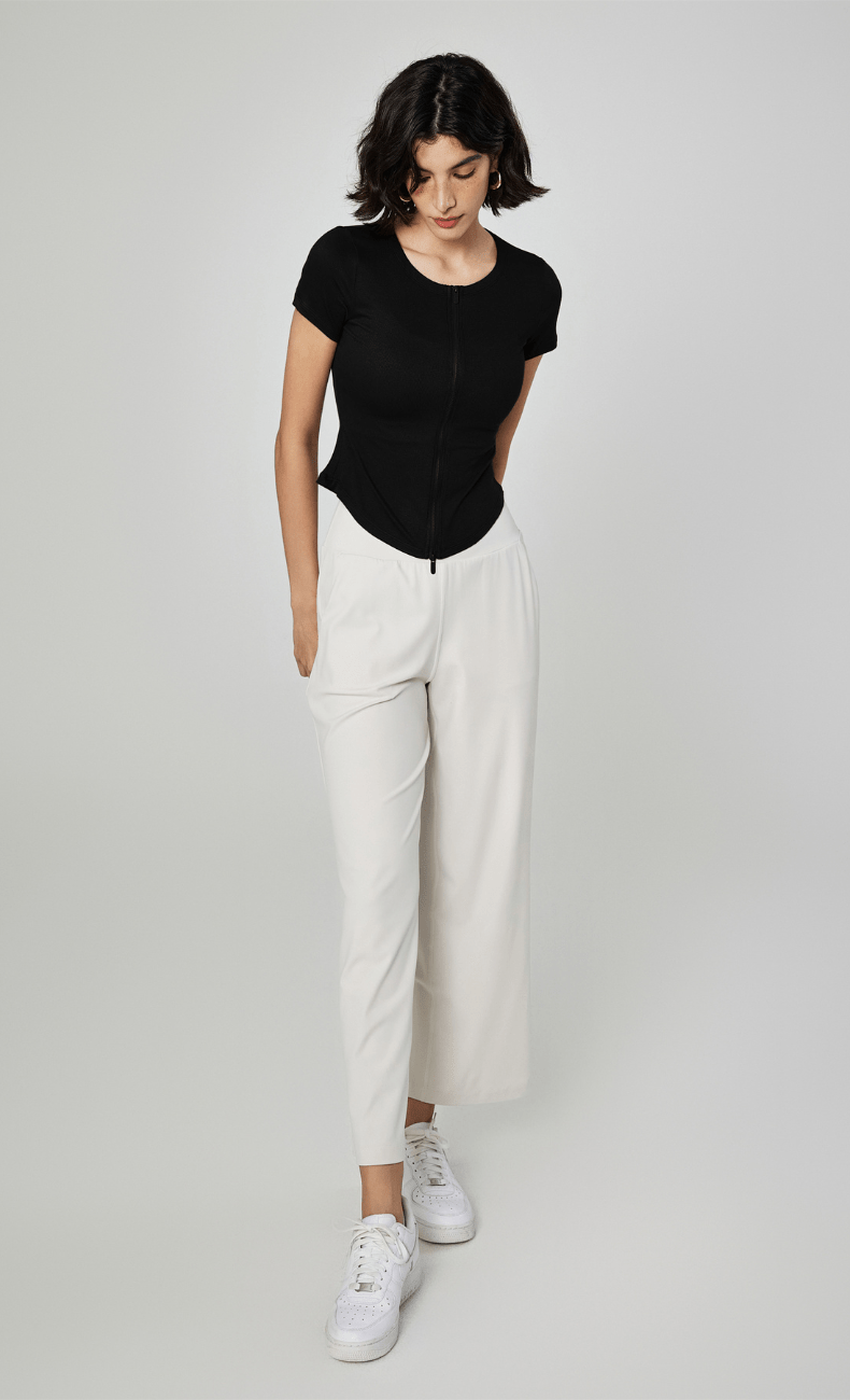 WOO YOGA Tops & Tees Becky Ribbed Zip Workout Tee