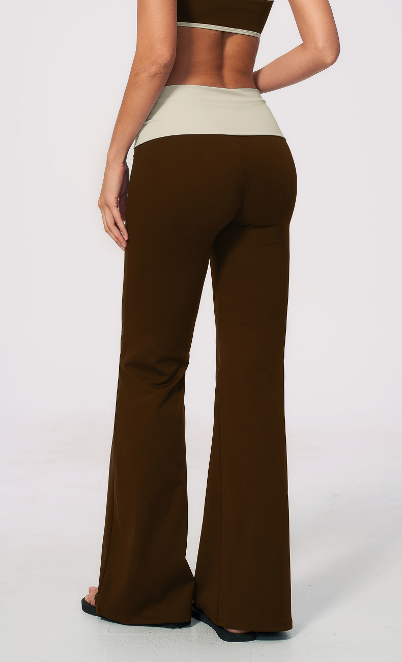 Mary Contrast Foldover Waist Flare Legging