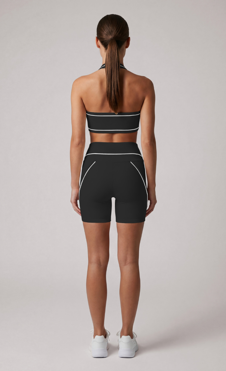 Blair Contrast Trim Sports Bra High Waisted Shorts Workout Set