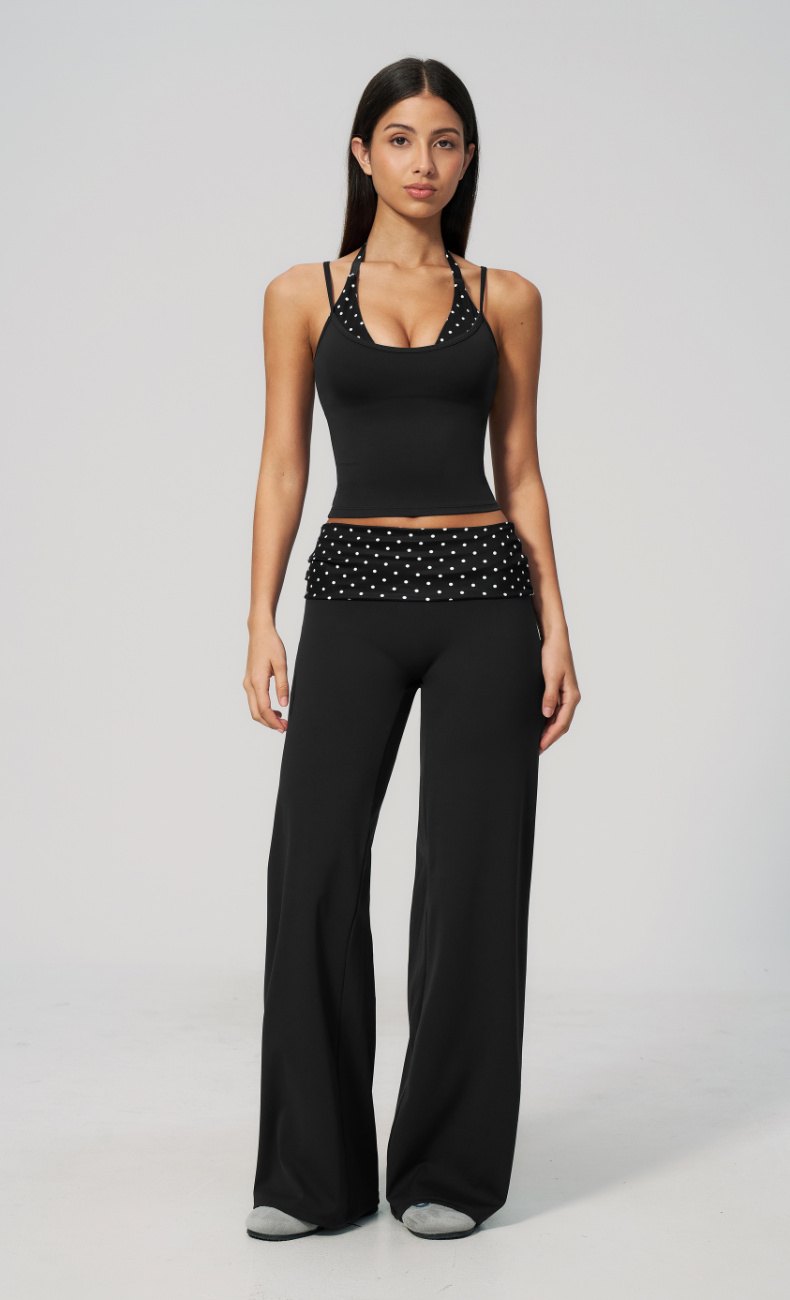 Chloe Polka Dot Foldover Wide Leg Matching Set