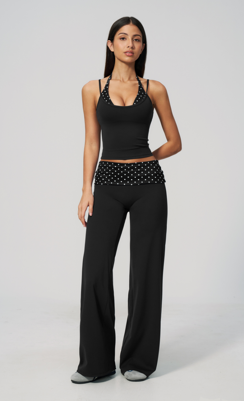 Chloe Polka Dot Foldover Wide Leg Matching Set