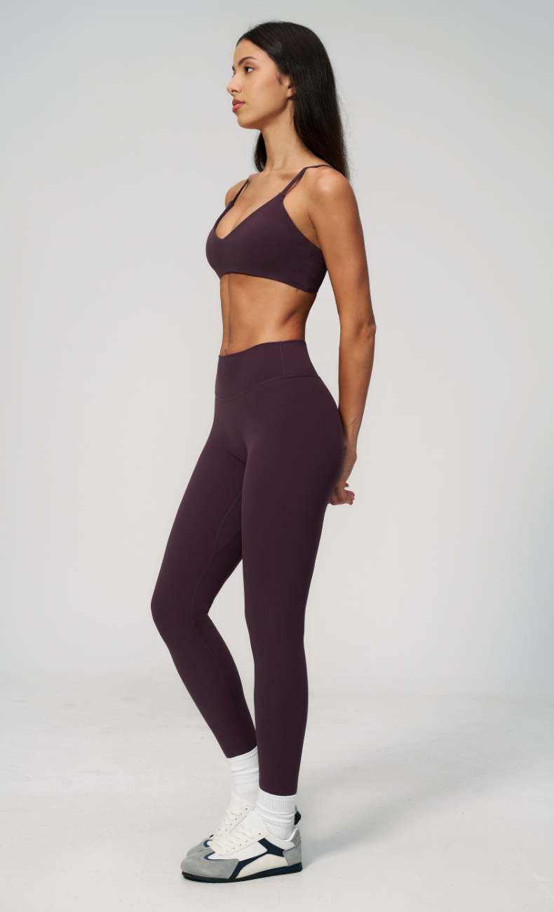 Leah V-Neck Sports Bra High Waisted Leggings Workout Set
