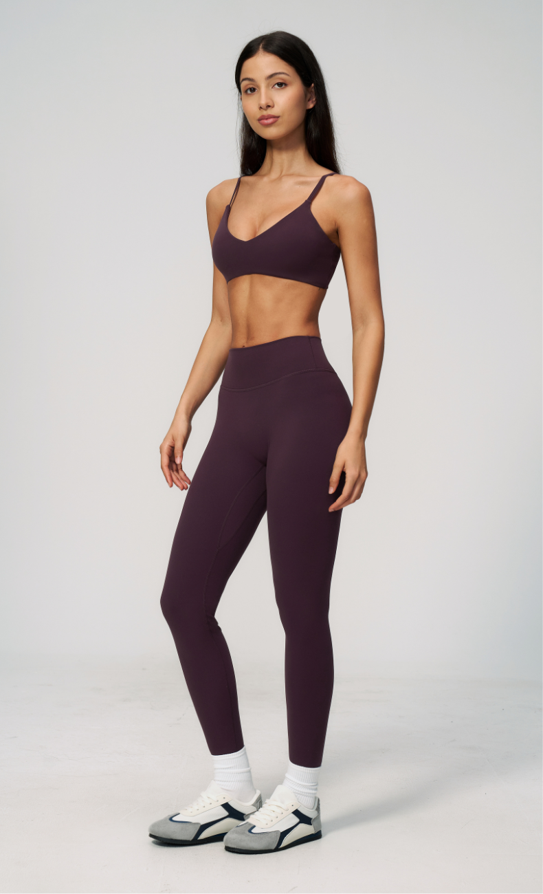 Leah V-Neck Sports Bra High Waisted Leggings Workout Set