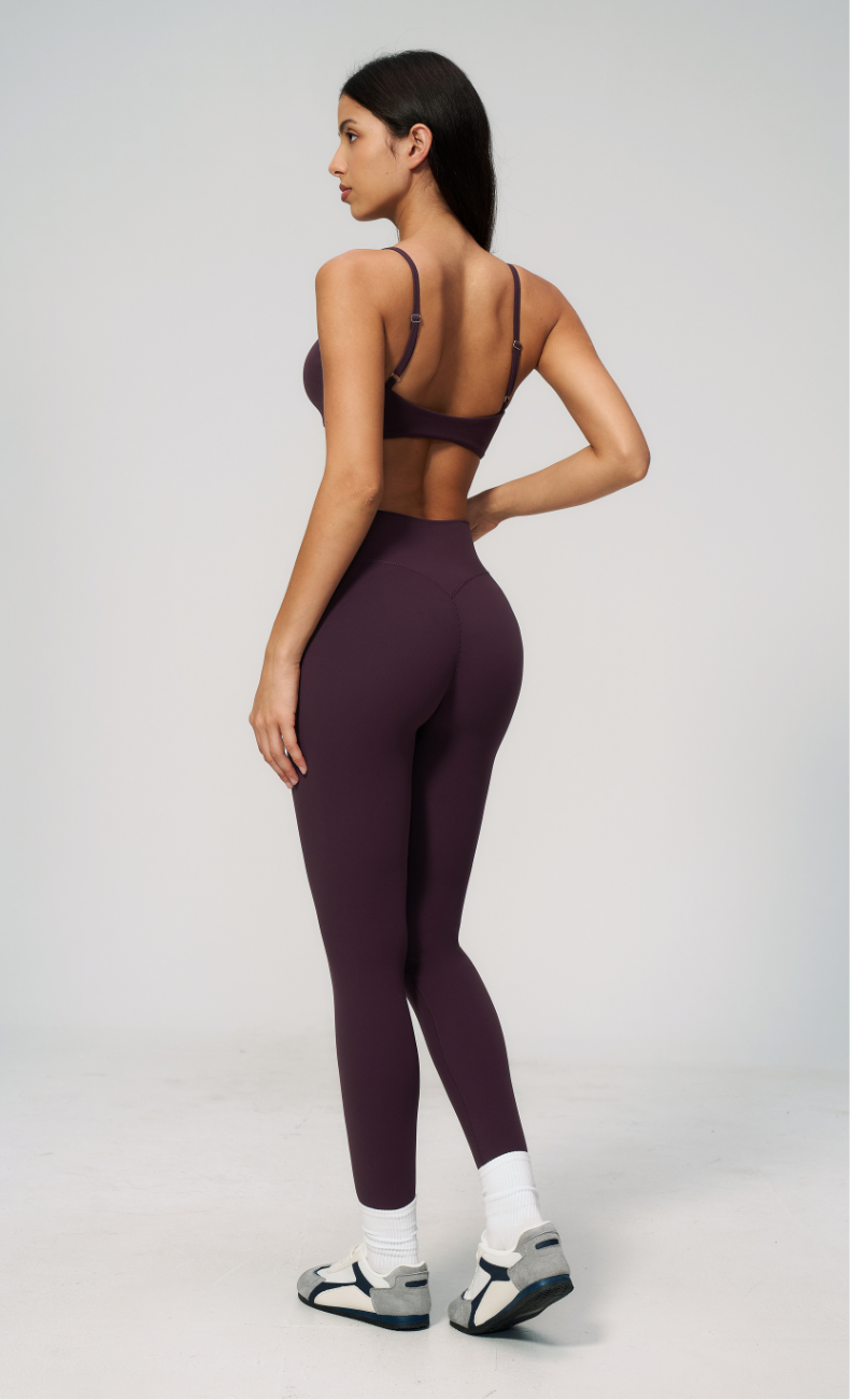 Leah V-Neck Sports Bra High Waisted Leggings Workout Set